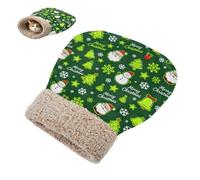 miaozhen Cat Bed Bag for Indoor Pets Merry Christmas Snow Flake and Tree Green Kitten's Mat Pad Sack Winter Comfortable Semienclosed bolsa para dormir de gato