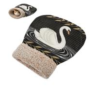 miaozhen Cat Bed Cave Sleeping Bags for Indoor Puppy and Cats Black Golden Leaves Swan Hideway for cute's Cold Weather Soft Plush Self Heating cuna para gatos