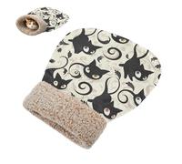 miaozhen Cat Cave Bed for Indoor Pets Cartoon Black Cats Pet Mat Pad Sack Winter Comfortable Wrap Semienclosed bolsa de dormir para gato