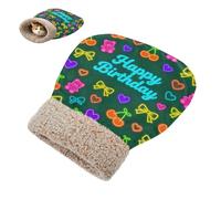 miaozhen Cat Sleeping Bag for Indoor Cats and Mini Dogs Happy Birthday Bear and Bow Green Hideway for cute's Cold Weather Cozy Plush Washable camas para gatos
