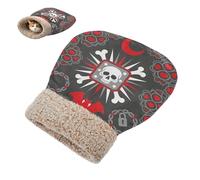 miaozhen Cat Sleeping Bags Cave for Indoor Pets Halloween Skull Bone Bat Red and Gray Kittens' Sack Winter Comfortable Self-Warming camas y muebles para gatos