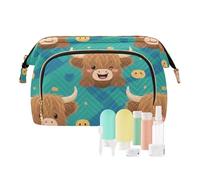 miaozhen Catone Lovely Brown Scottish Highland Bull Travel Makeup Bag Waterproof Makeup Period Bag for Travel Accessories maquillaje, Catone lovely brown Scottish Highland Bull, Modern
