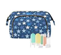 miaozhen Classical White Stars Blue Makeup Case Storage Bag Essentials Women Cash Wallet for Large Capacity monedero chico para monedas