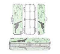 miaozhen Clear Pencil Box Double Deck Green Primitive Dinosaur Hard Pens Case Boxes For Kids With Snap Lid
