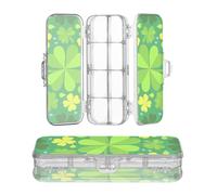 miaozhen Clear Pencil Box Double-Deck St. Patrick’s Day Clover Green Pens Case Hard Boxes For School With Snap And Lid