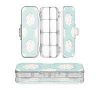 miaozhen Clear Pencil Box Plastic 2 Layer Sheep Ash Sticker Style Lake Blue Hard Boxes Pens Case For Kids With Lid