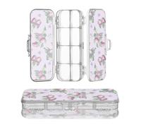 miaozhen Clear Pencil Box Plastic 2 Layer Slow Style Strawberry Lilac Pens Boxes Case For Stationery With Snap And Lid