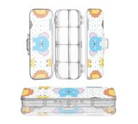 miaozhen Clear Pencil Plastic Box 2 Layer Trendy Polka Dot Animal Elephant Giraffe Pens Storage Case For Stationery Supplies With Snap And Lid