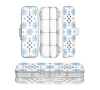 miaozhen Clear Pencil Plastic Box Double-Deck Snowflake Blue Polka Dot Pen Storage Containers For Stationery Supplies With Lid