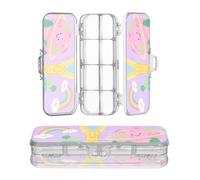 miaozhen Clear Pencil Plastic Box Double-Deck Zipper Cartoon Rainbow Stars Lilac Lavender Pens Case Hard Boxes For Stationery Supplies With Lid