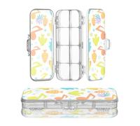 miaozhen Clear Pencil Plastic Box Double Layer Musical Note Colorful Fish Bubble Hard Pens Case For Craft Art With Snap Lid