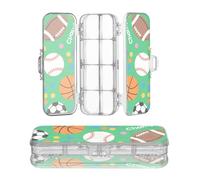 miaozhen Clear Pencils Box 2 Layer Magic Ball Game Football Basket Ball Green Print Pens Cases For Kids With Lid