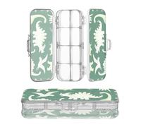 miaozhen Clear Pencils Box Double Deck Dinosaur Silhouette T-rex Green Pens Case Boxes For School With Lid