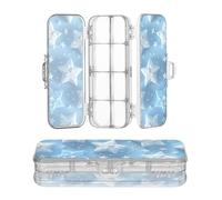 miaozhen Clear Pencils Box Double Deck Genesis Stars Sky Blue Hard Boxes Pens Case For Art Supplies With Lid