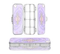 miaozhen Clear Pencils Box Double-Deck Softball Just Play Purple Pattern Transparent Hard Pens Case For Stationery With Lid
