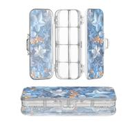 miaozhen Clear Pencils Box Double Deck Star Flower Sapphire Blue Modern Decor Transparent Pens Case Boxes For School With Snap Lid