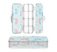 miaozhen Clear Pencils Box Double Layer Emergency Vehicle Police Car Signs Blue Pens Hard Case For School With Lid