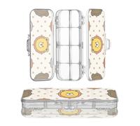 miaozhen Clear Pencils Box Double Layer Trendy Polka Dot Animal Bear Bunny Storage Pens Case For School With Snap Lid