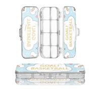 miaozhen Clear Plastic Pencil Box 2 Layer Basket Ball Goal Heart Lightning Pattern Boxes Pens Case For Stationery Supplies With Snap Lid