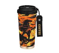 miaozhen Coffee Travel Tumbler With Lid Dead Horseman Halloween Orange Black Coffee Thermal Cups Stainless Steel For Hot Cold Drinks 17 oz Leak Proof