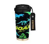 miaozhen Coffee Travel Tumblers For Women With Lids Roaring T-rex Pterosaur Ankylosaurus Black Fluorescent Green Tumbler Mug Stainless Steel For Hot And Cold 17 oz Leak Proof