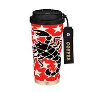 miaozhen Coffee Tumbler Travel With Lid Flat Black Scorpions Stars Red White Insulated Coffe Mug Stainless Steel For Hot Cold Drinks 17 oz Spill Proof