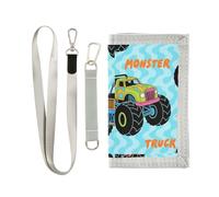 miaozhen Colorful monsters Truck Fire Blue Wave trifold trifold wallet for men for birthday gift minimalistic lighweight wallet men with lanyard carteras para hombres