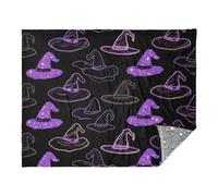 miaozhen Cozy Throws Blankets Happy Halloween Witch Hat Black Blanket Throws 50x70