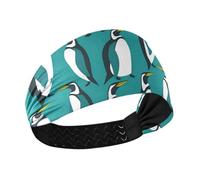 miaozhen Cute Animal Penguin Teal Moisture Wicking baseball headband Stretchy sweat band for women for Gym Cycling Gym Volleyball diademas para el cabello