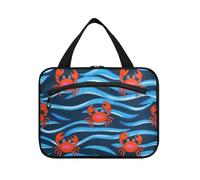 miaozhen Cute Animal Wave Red Crab hanging makeup travel bag with hook, designer essential for travelers bolsos para hombre L, cute animal wave red crab, Modern