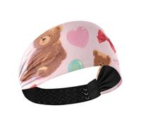 miaozhen Cute Cartoon Brown Teddy Bears Cooling extra wide headbands for women Elastic sweatbands for make up Cycling Daily use Football diadema para maquillaje