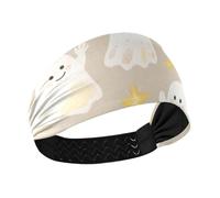 miaozhen Cute Cartoon Halloween White Ghosts no slip wide headbands for women Elastic hair for Daily use Workouts Workouts Yoga banda para la cabeza