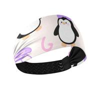 miaozhen Cute Cartoon White Penguin Kids Cooling headbands for women Elastic head sweat bands for women for Running hiking Daily use Cycling bandas elásticas para el cabello