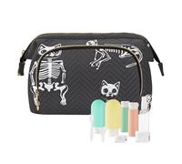 miaozhen Cute Cat Skeletons Bone Toiletry Bag For Women Waterproof Change Purse for Makeup Cosmetic monedero chico para monedas, cute cat skeletons bone, Modern