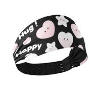miaozhen Cute Heart-shaped Star Happy Pink Black Cooling headbands Elastic tennis sweatbands for make up Daily use Workouts basketball bandas para el cabello