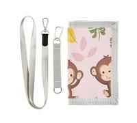 miaozhen Cute Monkey Bananas Baby Peach trifold wallet with money clip for credit cards Trendy lighweight wallets for men with lanyard carteras para hombre, cute monkey bananas Baby peach, One Size