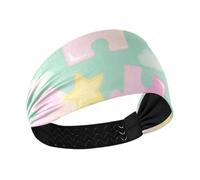 miaozhen Cute Pink Watercolor Jigsaw Puzzle Non-Slip? fashion headbands for women Stretchy sweat bands for head for Running hiking Daily use Yoga banda para la cabeza
