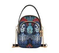 miaozhen Dia De Los Muertos Mexican Flowers trendy travel cross body bag with multi pockets handbag for ladies bolso cruzado para mujer