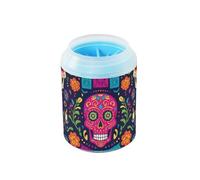 miaozhen Dia De Los Muertos Mexican Sugar Skull Flower Reusable Paw Cleaning Cup Soft Silicone Brush Feet Bathing Brush for Small Medium Dogs & Cat Breeds limpiador de Patas para Perros