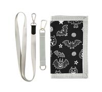 miaozhen Evil Black Halloween Bat monsters Black fold wallets for men for womans minimalist lighweight fold wallets men with lanyard cartera para hombre