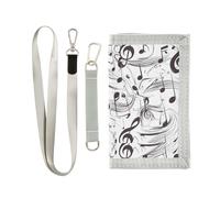 miaozhen Fashion Music Score White trifold fold wallets for men for credit cards unique sturdy wallet slim with lanyard cartera para hombre, Fashion music score white, One Size
