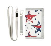 miaozhen Five-pointed Star Red Blue trifold wallet with money clip cool gifts Trendy sturdy billfolds with lanyard billeteras para hombre, Five-pointed star red blue, One Size