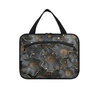 miaozhen flower Leaf Sequin Graphite Gold Black hanging travel bag with hanging with hook, designer essentials for accessories must haves estuche de maquillaje para mujer L, flower leaf Sequin