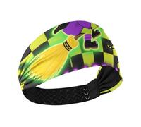 miaozhen Fluorescent Green Checkered Halloween Witch Moisture Wicking sports headband Elastic sweatbands for Daily use Gym Running Volleyball bandas para el sudor