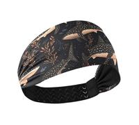 miaozhen Funny Whale Shark Rose Black Moisture Wicking womens headbands fashion Elastic sweatbands for women for Workouts washing face Daily use washing face cinta para el cabello