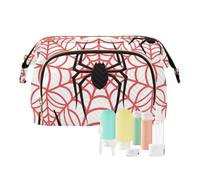 miaozhen Goth Red Black Halloween Lace Toiletry Travel Bag Waterproof Women's Coin Change Purse for Make Up maquillaje para, Goth red black Halloween lace, Modern