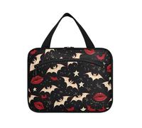 miaozhen Gothic Style Darkness Red Lips hanging travel toiletry bag for women with hook, designer chic for cruise travel bolso de para mujer L, Gothic style darkness red lips, Modern