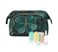 miaozhen Green Gold Clover St Patrick's Day Cosmetic Case Storage Bag Portable Women's Coin Purse Wallet for Makeup Cosmetic de maquillaje, Green gold clover st Patrick's day, Modern