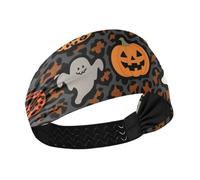 miaozhen Halloween Orange Leopard Pumpkin Moisture Wicking hair headband Elastic sweat bands for make up Volleyball Cycling Football bandas para la cabeza