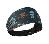 miaozhen Hallowen Sequined Black Pumpkin Cooling headbands for women trendy Elastic sweat bands for head for Yoga Running basketball Athletic Sports bandas para el cabello deportivas